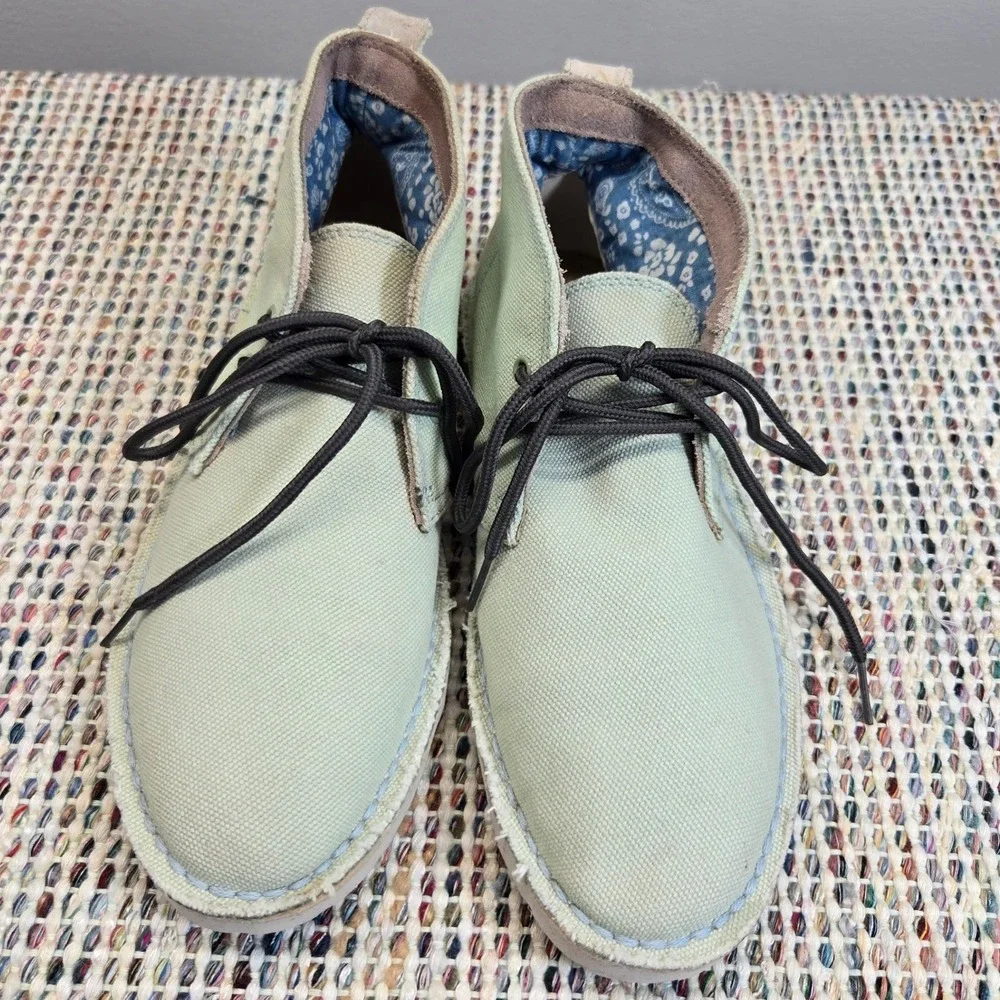 Clarks Originals Desert Chukka Boot Women 7.5 Canvas Pastel Green Chunky Vegan‎